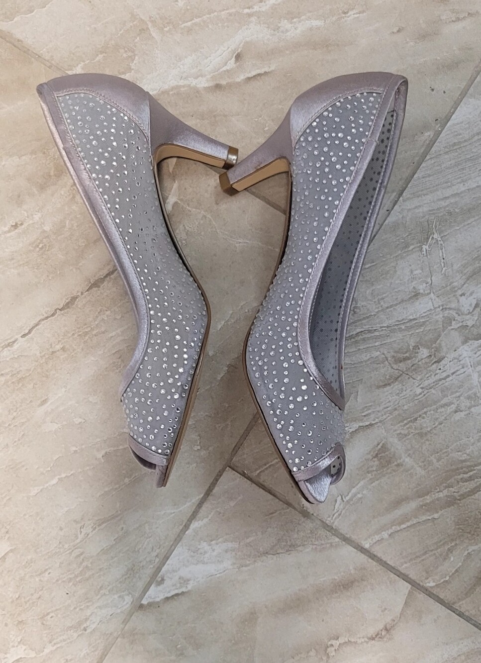 Papell Boutique Women's Pale Pink Peep-Toe Flats - Picture 2 of 5